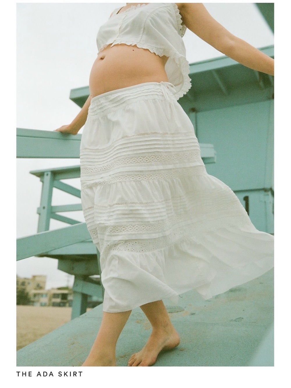 Hatch White Tiered Maxi Skirt